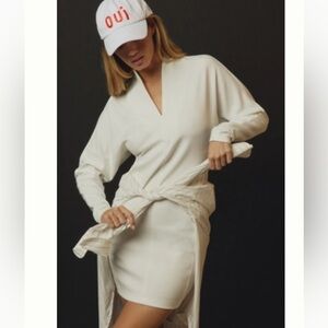 DAILY PRACTICE BY ANTHROPOLOGIE LONG-SLEEVE KNIT IVORY DRESS WOMENS XS NWT